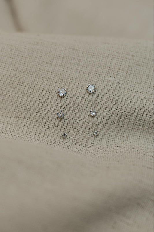 Kit 3 Brincos Ponto de Luz Prata 925 Ródio Branco