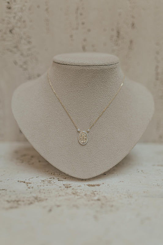 Colar Nossa Senhora das Graças Flores Prata 925 Dourado