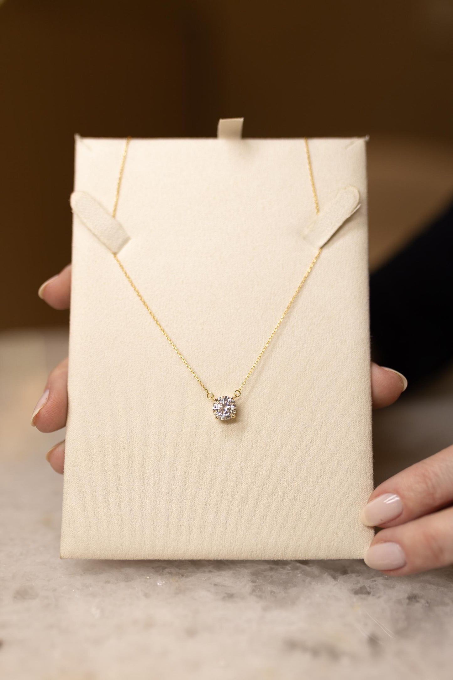Colar Ponto de Luz Moissanite Luxo 8mm Prata 925 Dourado