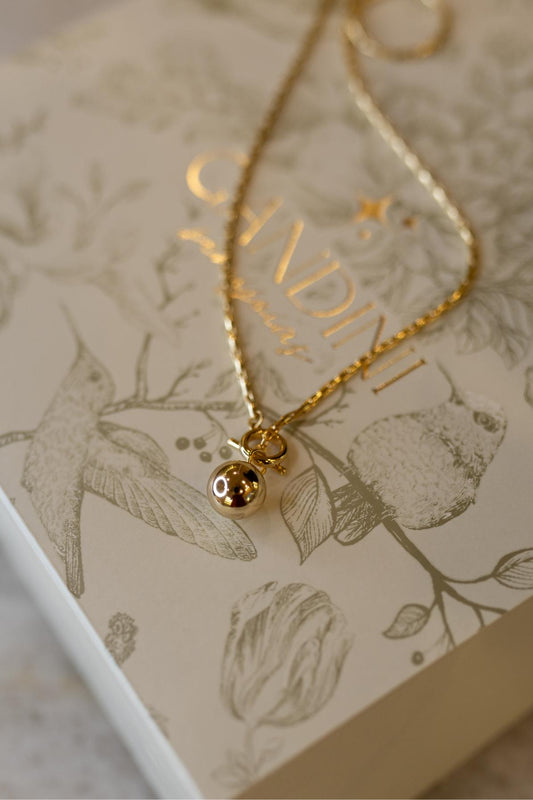 Colar Longo Snake Pingente Esfera Dourado