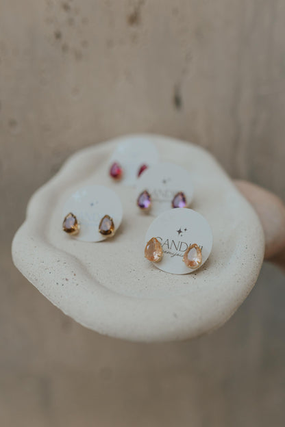 Brinco Gota Zircônia Dourado