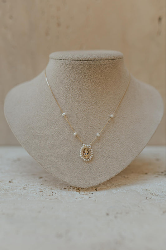 Colar Nossa Senhora Aparecida Pérolas Dourado