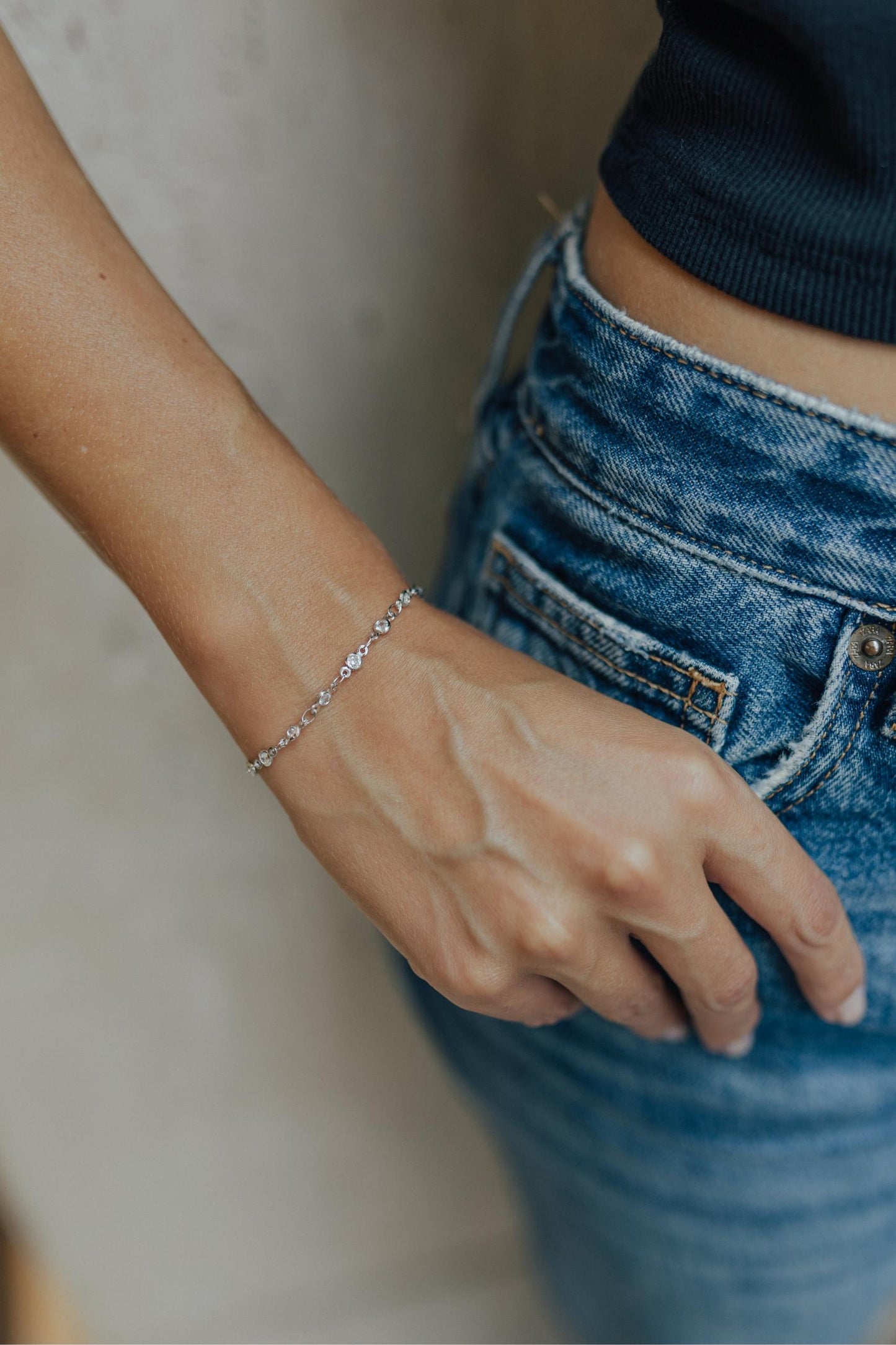 Pulseira Pontos de Luz Confete Ródio Branco