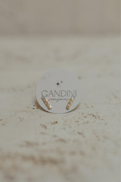 Brinco Palito Square Cravejado Dourado