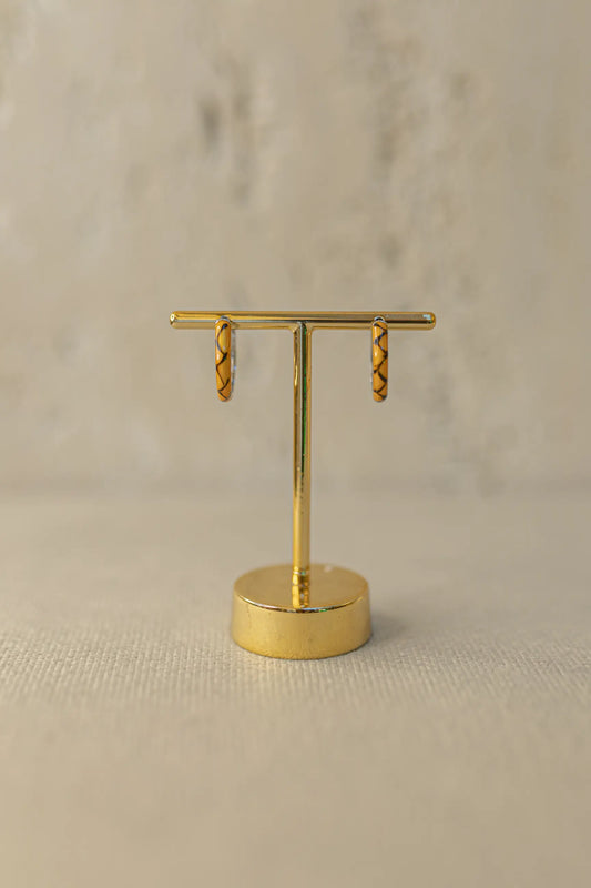 Brinco Argola Esmaltada Laranja Ródio Branco