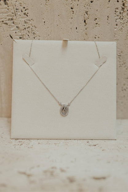 Colar Nossa Senhora das Graças Flores Prata 925 Ródio Branco