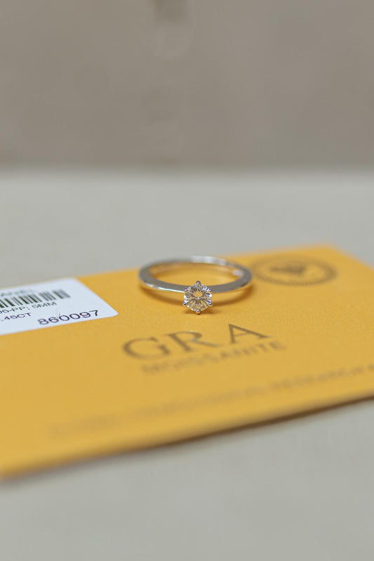 Anel Solitário 5mm Moissanite Prata 925 Ródio Branco