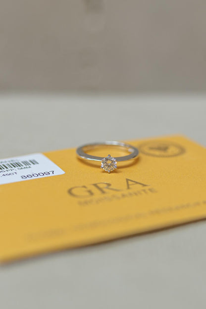 Anel Solitário 5mm Moissanite Prata 925 Ródio Branco
