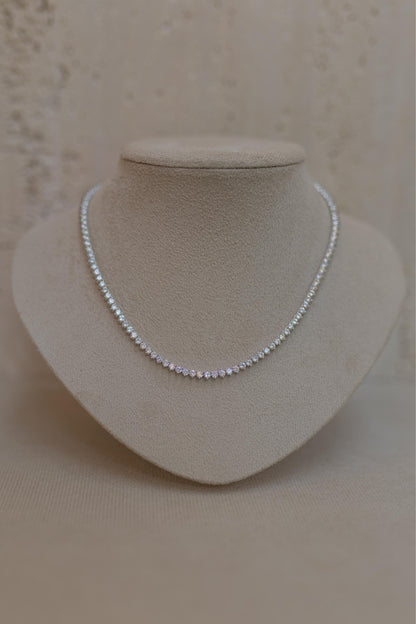 Colar Riviera 3mm 42cm Ródio Branco