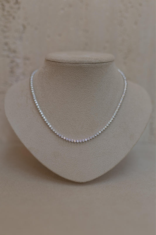 Colar Riviera 3mm 42cm Ródio Branco