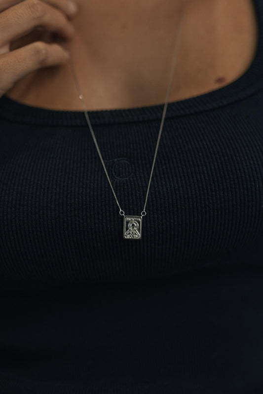 Colar Escapulário Tradicional Prata 925 Ródio Branco