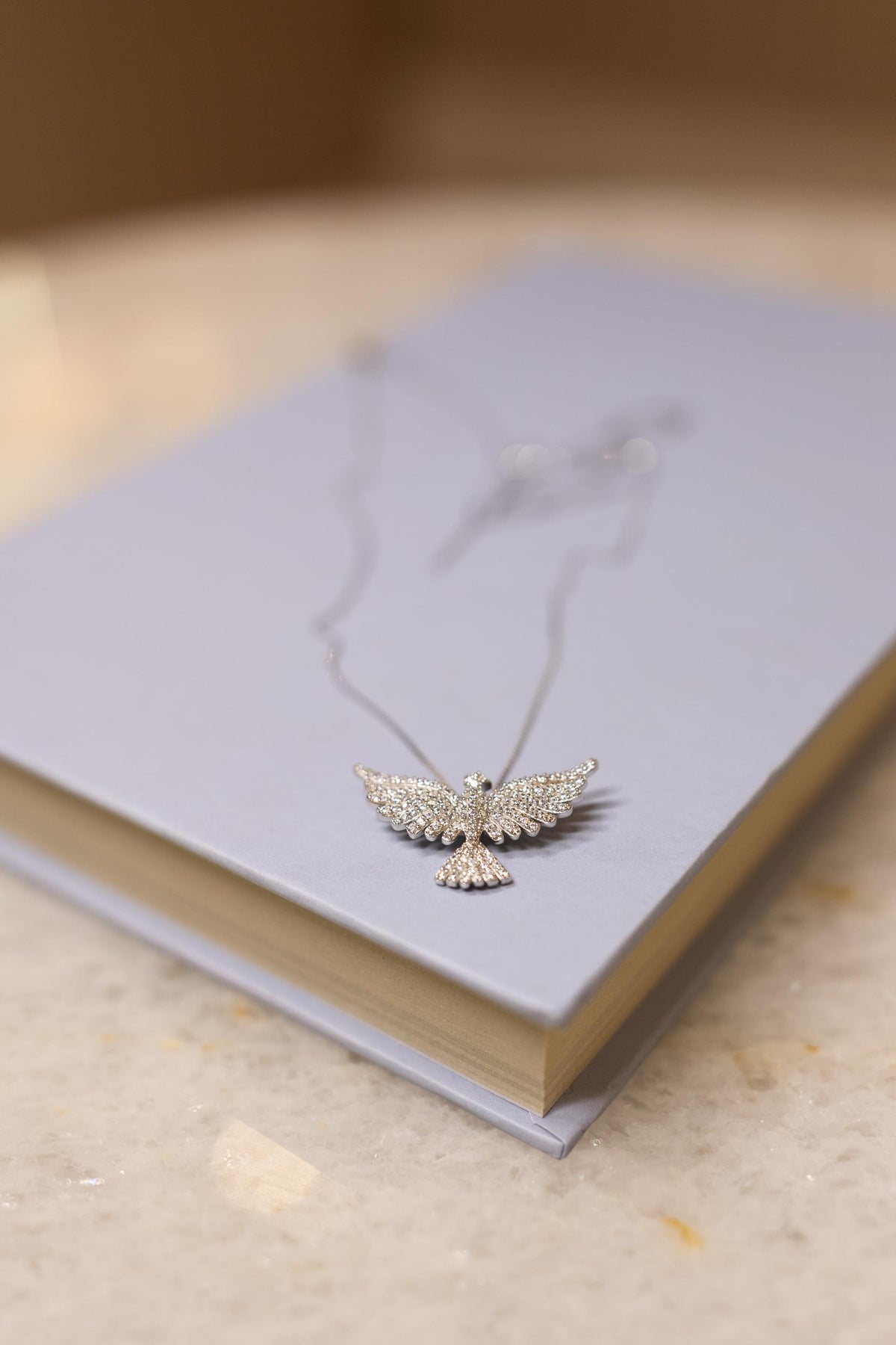 Colar Espirito Santo Glam Moissanite Prata 925 Ródio Branco