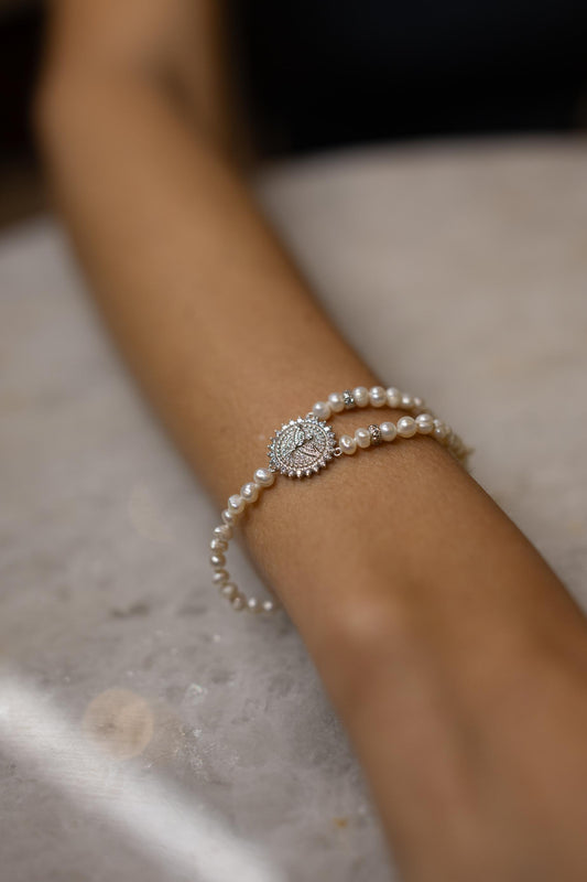 Pulseira Pérolas Espirito Santo Prata 925 Ródio Branco