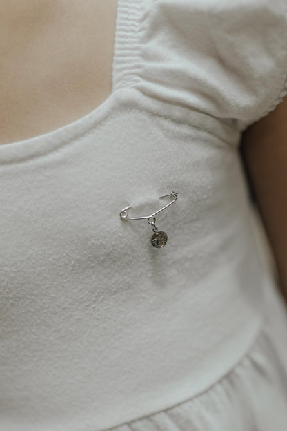 Alfinete Batizado Anjo da Guarda Ródio Branco