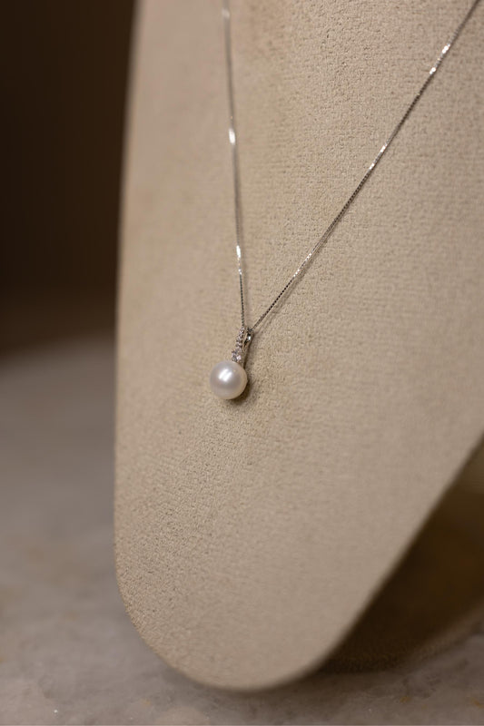 Colar Pérola Cristal Prata 925 Ródio Branco