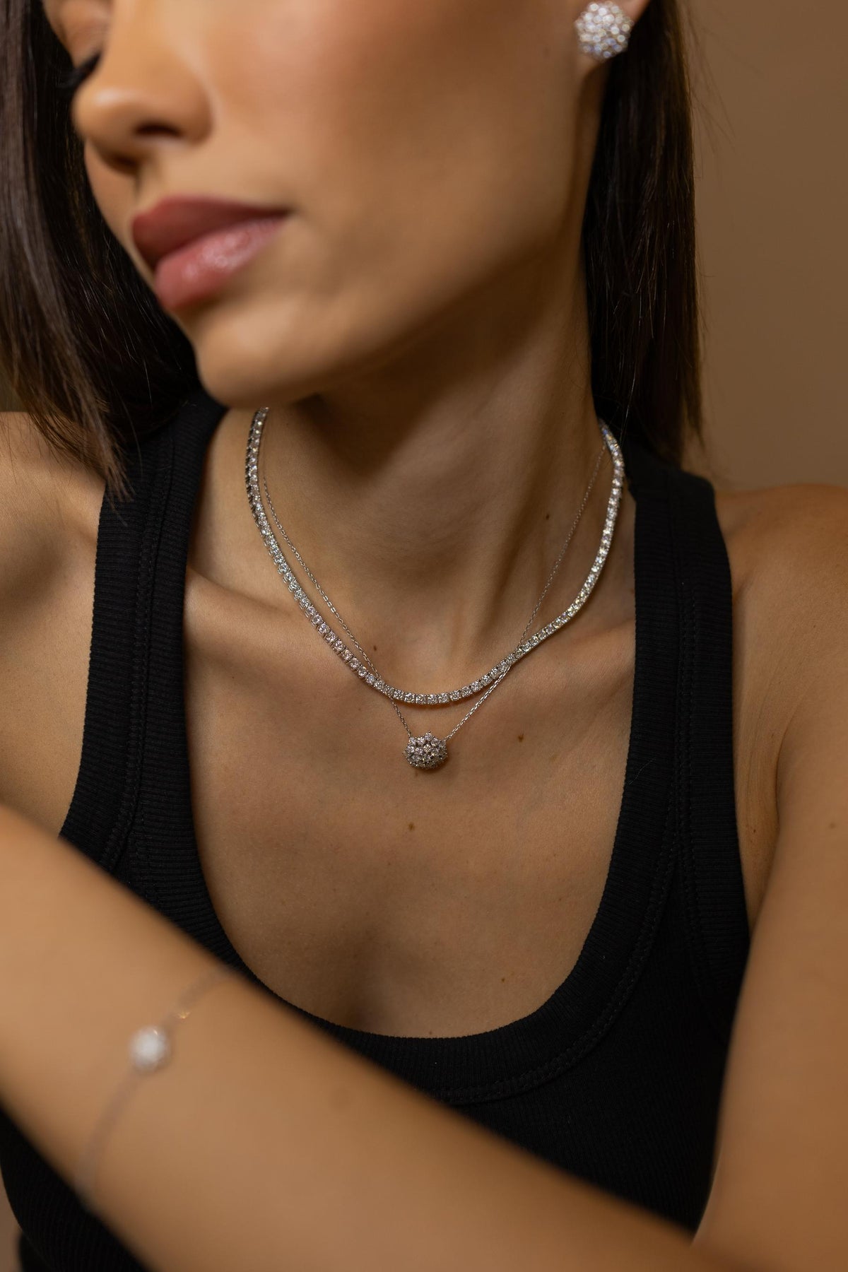 Colar Riviera 3mm 4 Garras 40cm Moissanite Prata 925 Ródio Branco
