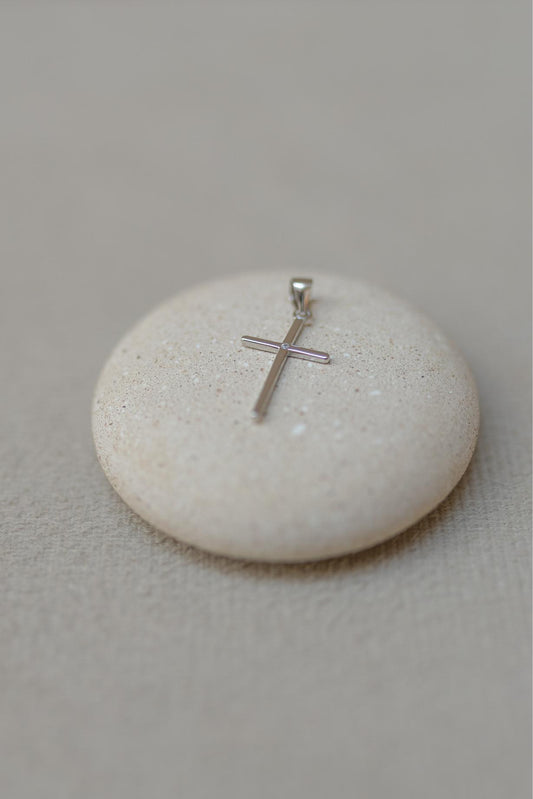 Pingente Crucifixo Mini Ponto G de Luz Prata 925  Ródio Branco