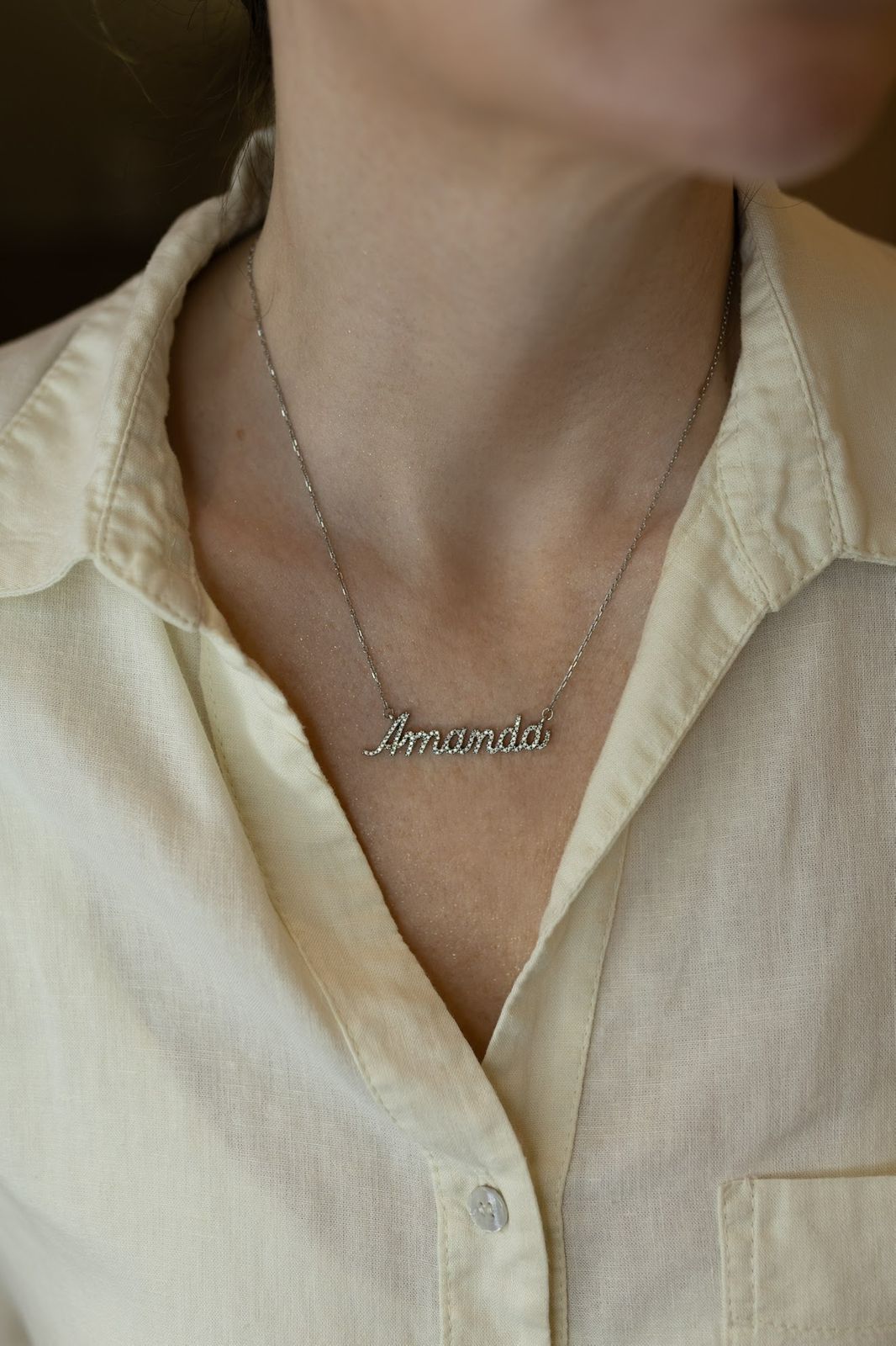 Colar Nome Personalizado 0,9mm Moissanite Prata 925