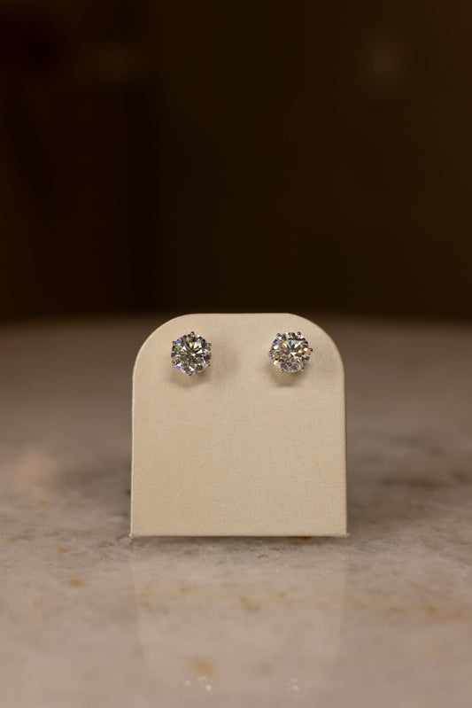 Brinco Ponto de Luz  11mm Moissanite Prata 925 Ródio Branco