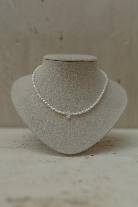 Colar Choker Pérola de Água Doce Espírito Santo Dourado