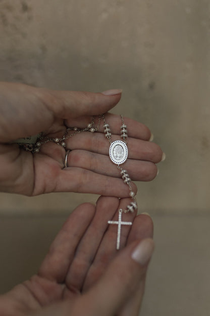 Colar Terço Nossa Senhora das Graças Prata 925