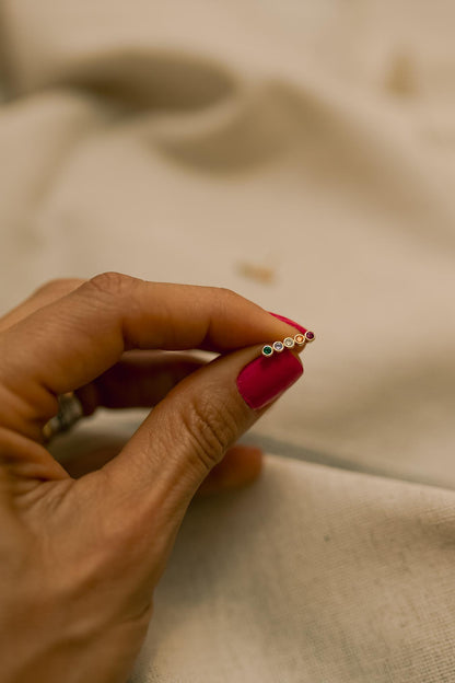 Brinco Palito Confete Rainbow Dourado