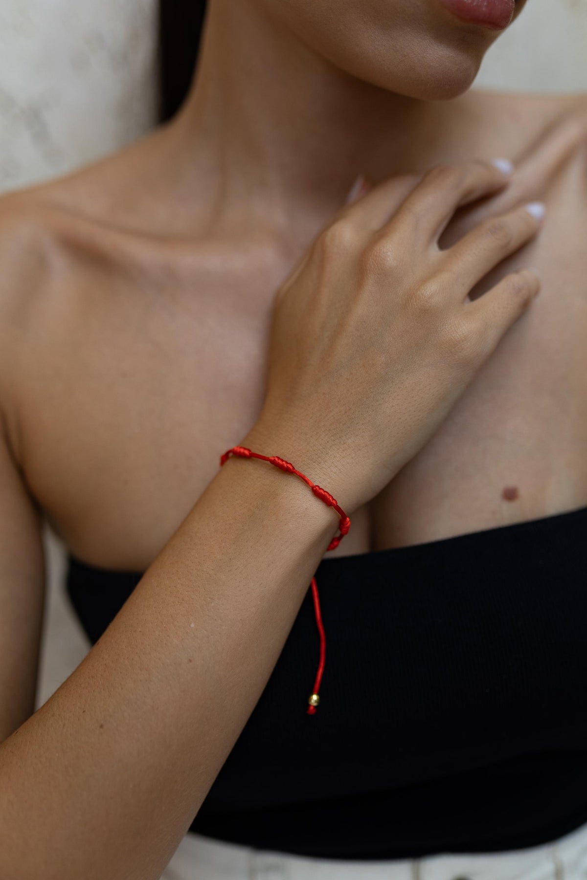 Pulseira 7 Nós Vermelha Dourado