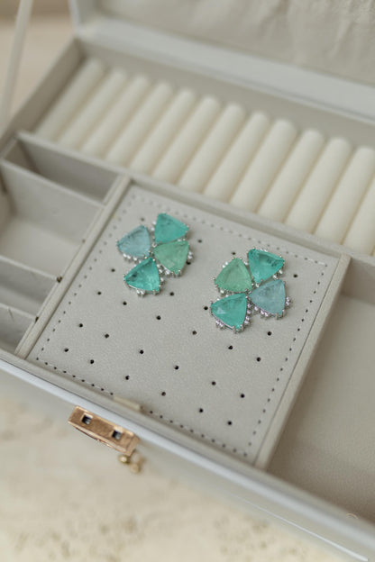 Brinco Turmalina Triangulares Ródio Branco