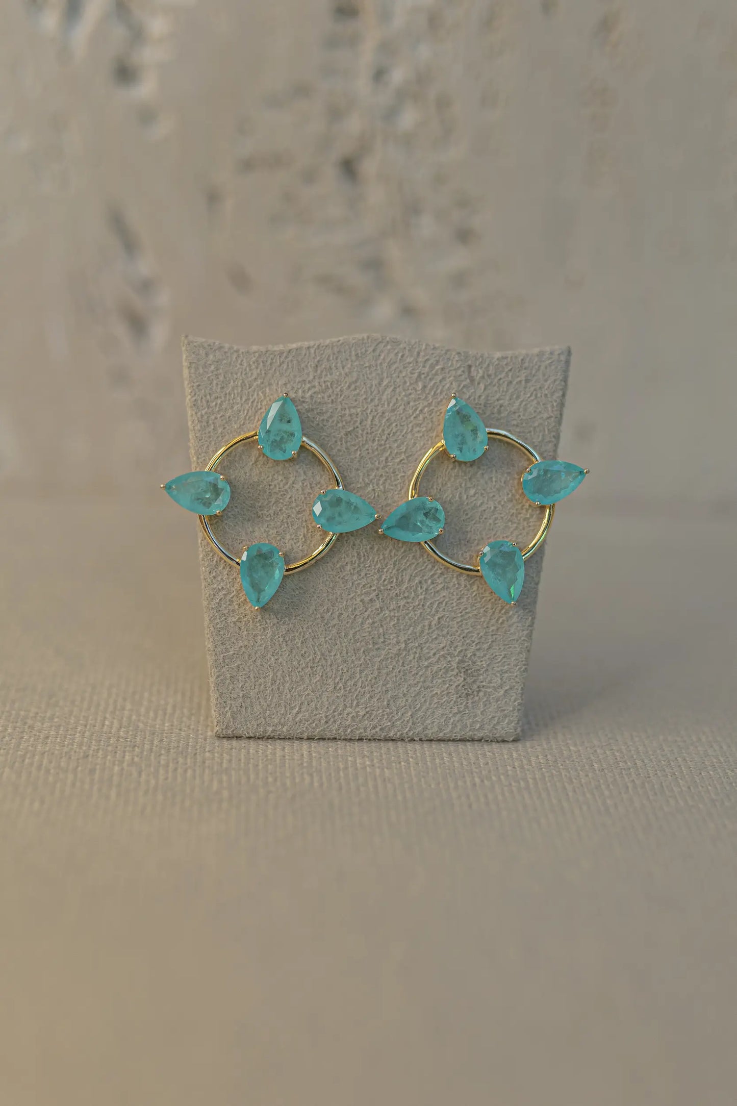 Brinco Frontal 4 Gotas Fusion Turmalina Dourado