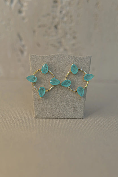 Brinco Frontal 4 Gotas Fusion Turmalina Dourado