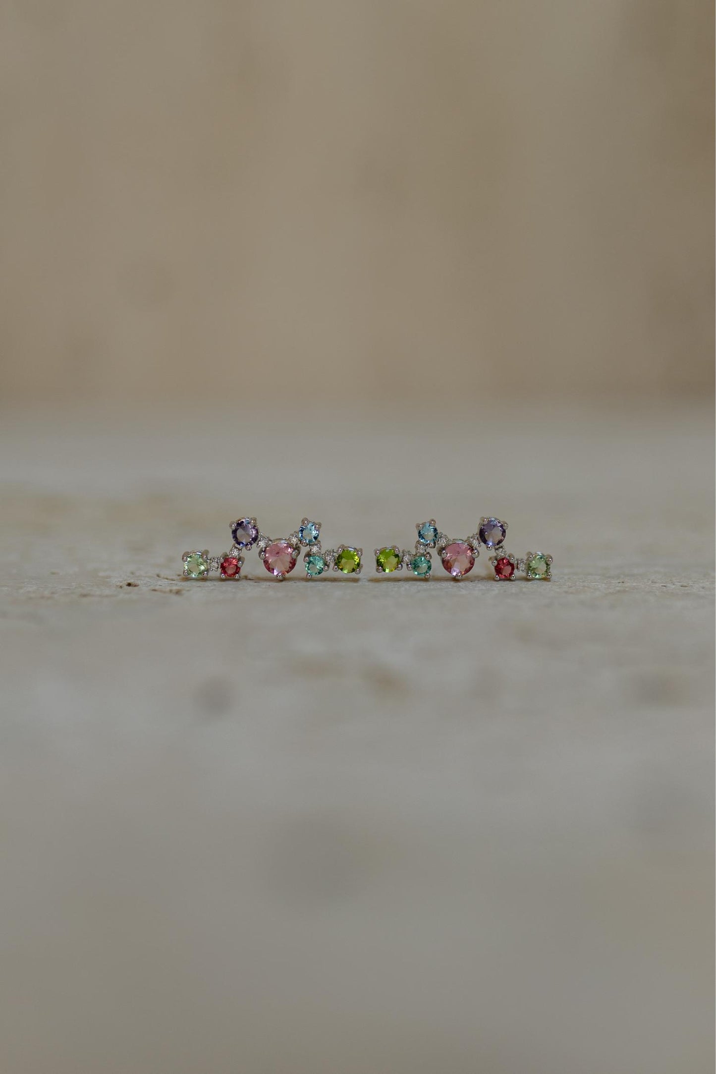 Brinco Ear Cuff Rainbow Prata 925 Ródio Branco