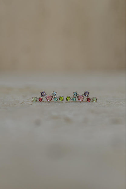 Brinco Ear Cuff Rainbow Prata 925 Ródio Branco