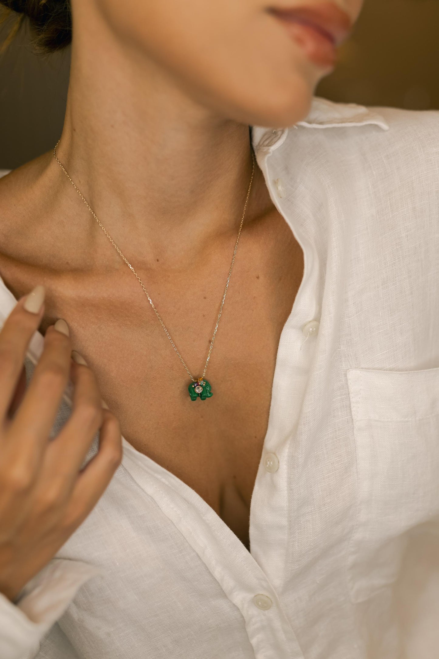 Colar Elefante com Pedras e Zircônias Dourado