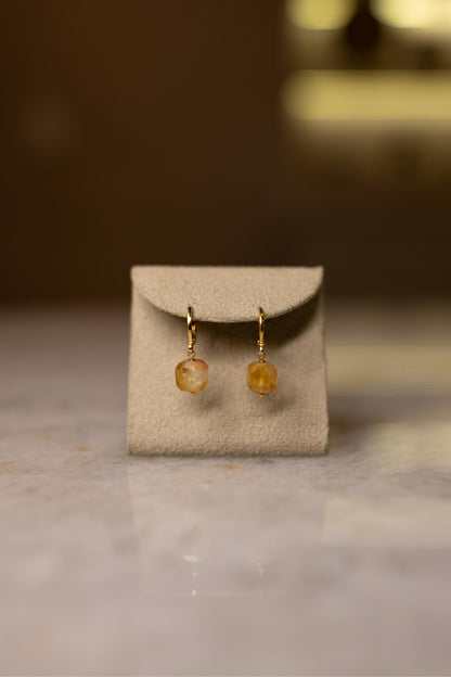 Brinco Argola Pingente Citrino Mescla Dourado