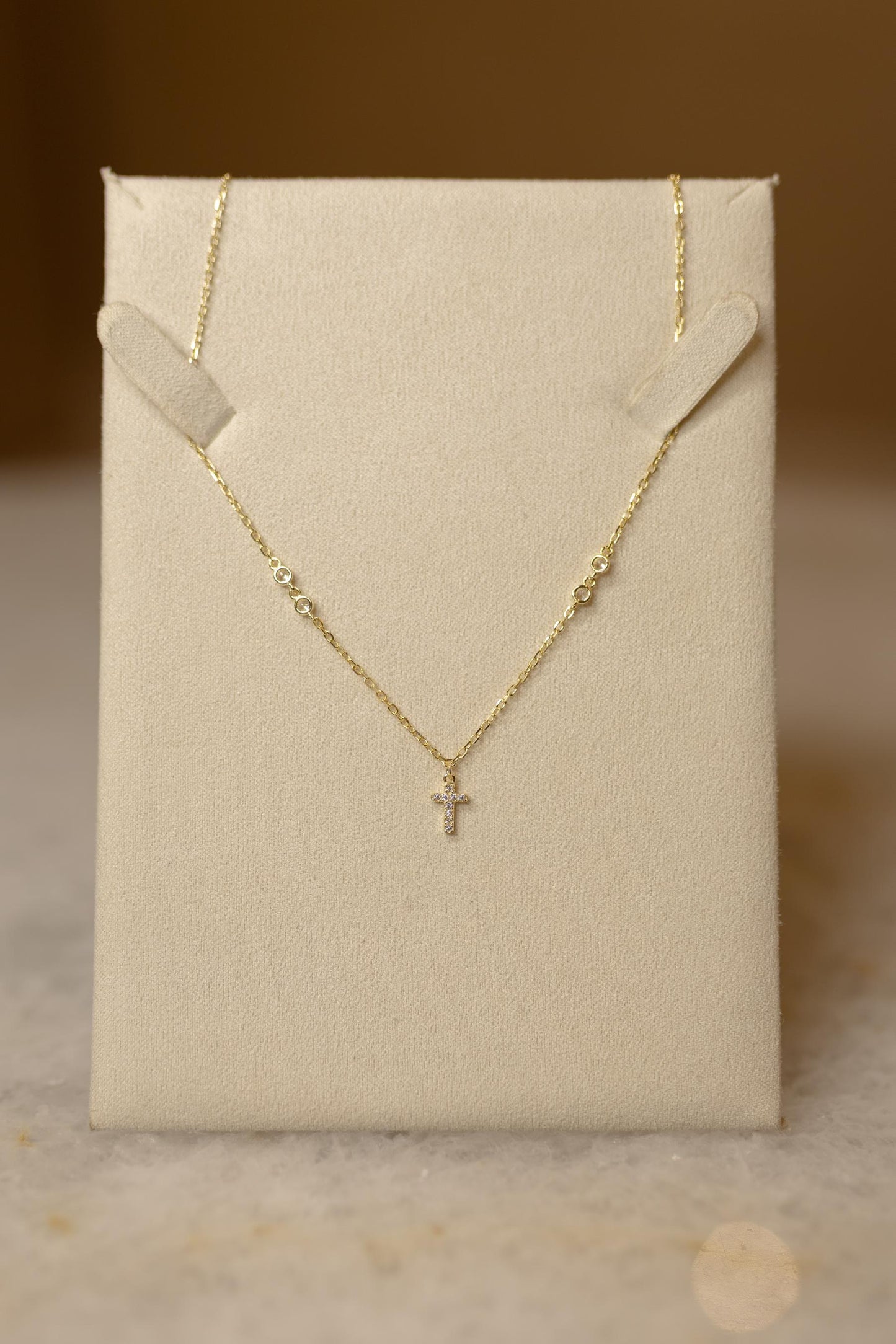 Colar Mini Crucifixo Prata 925 Dourado