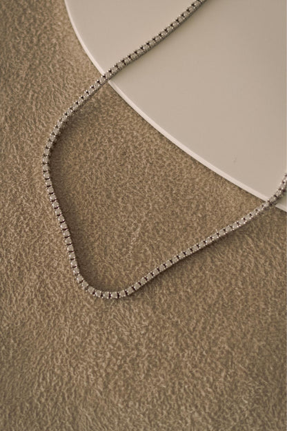 Colar Riviera Caixa Quadrada 2mm Ródio Branco