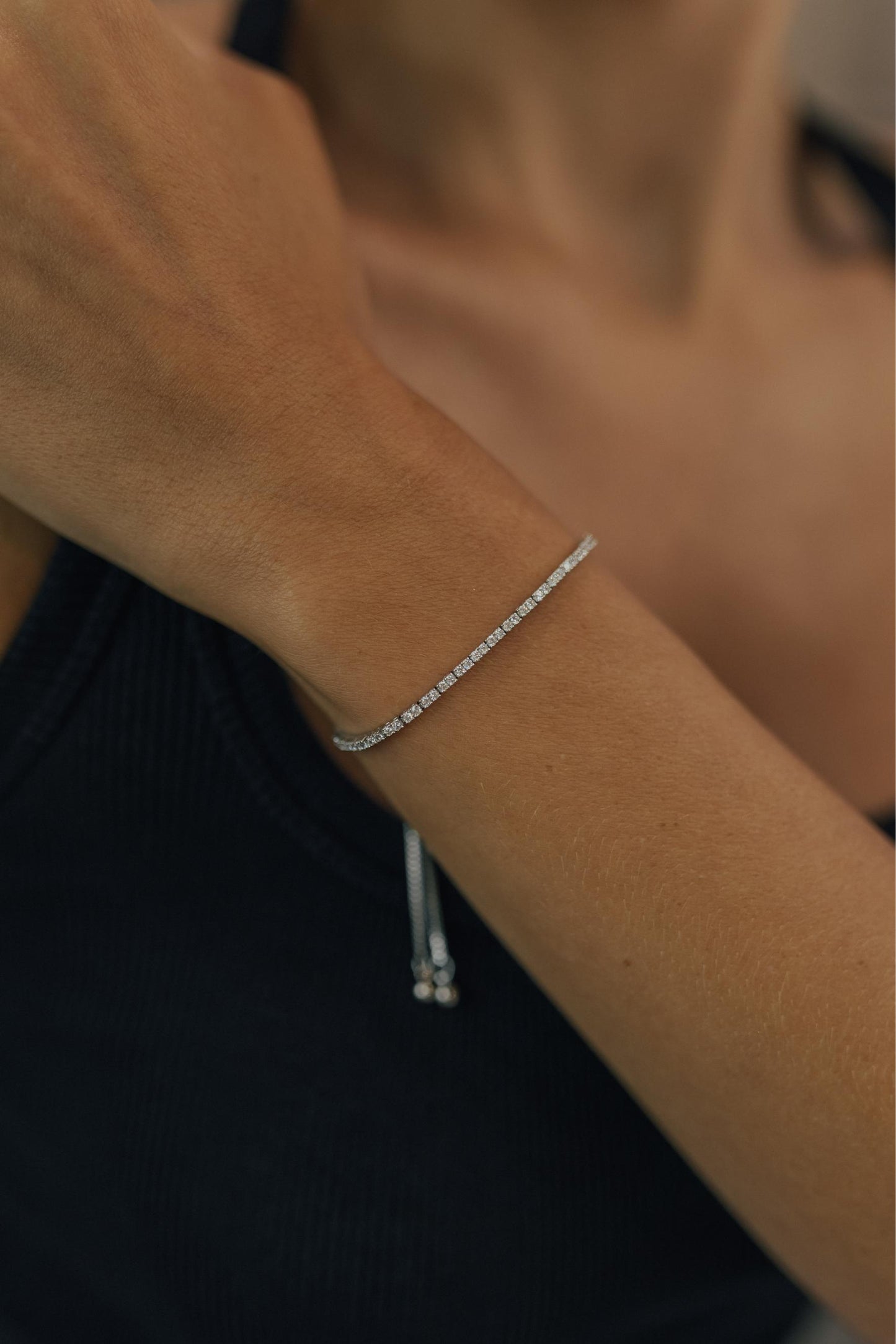 Pulseira Gravata Cristal Ródio Branco