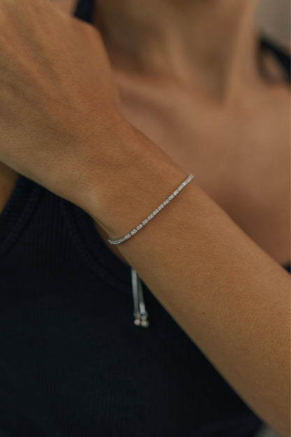 Pulseira Gravata Cristal Ródio Branco