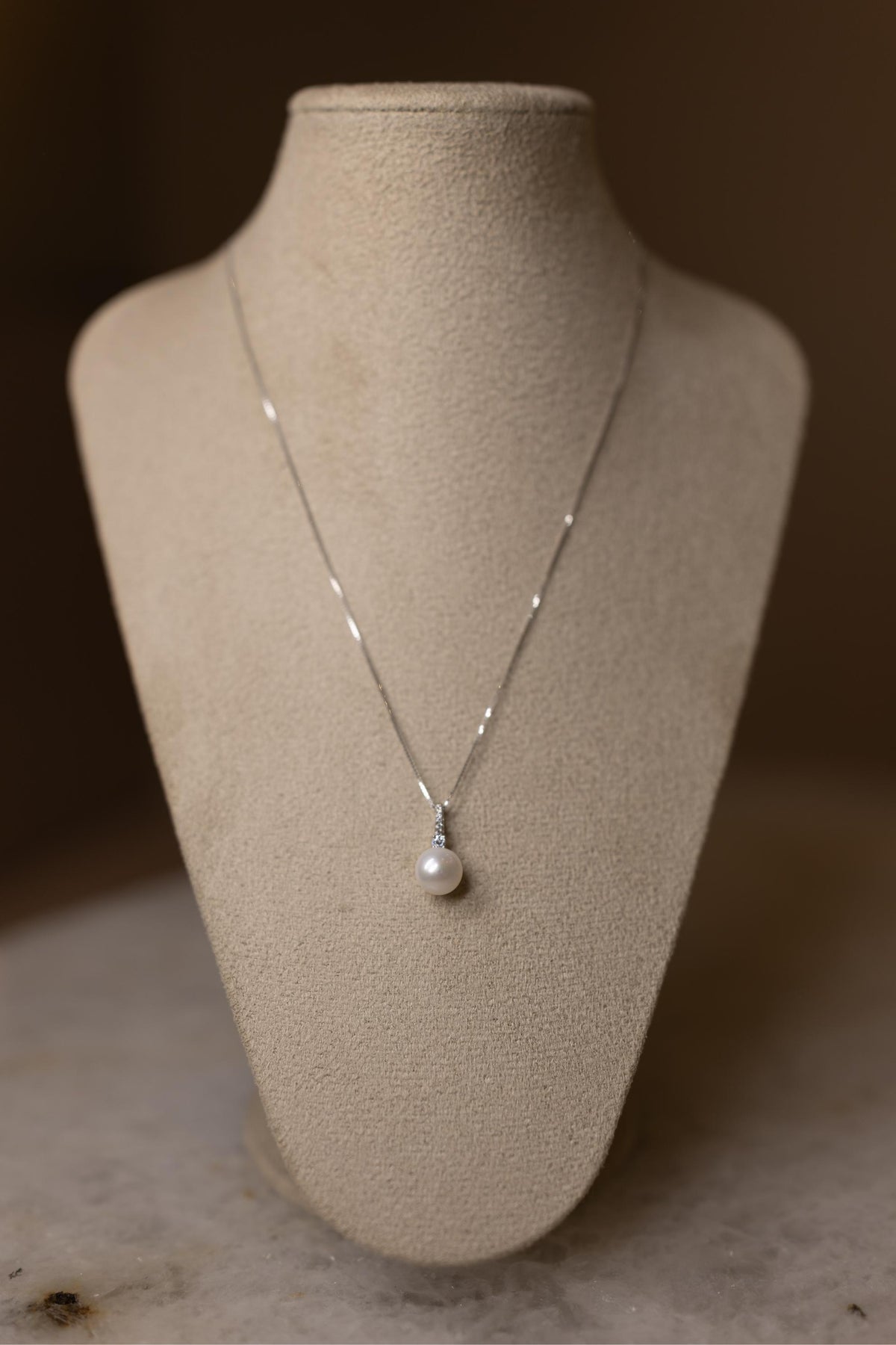 Colar Pérola Cristal Prata 925 Ródio Branco