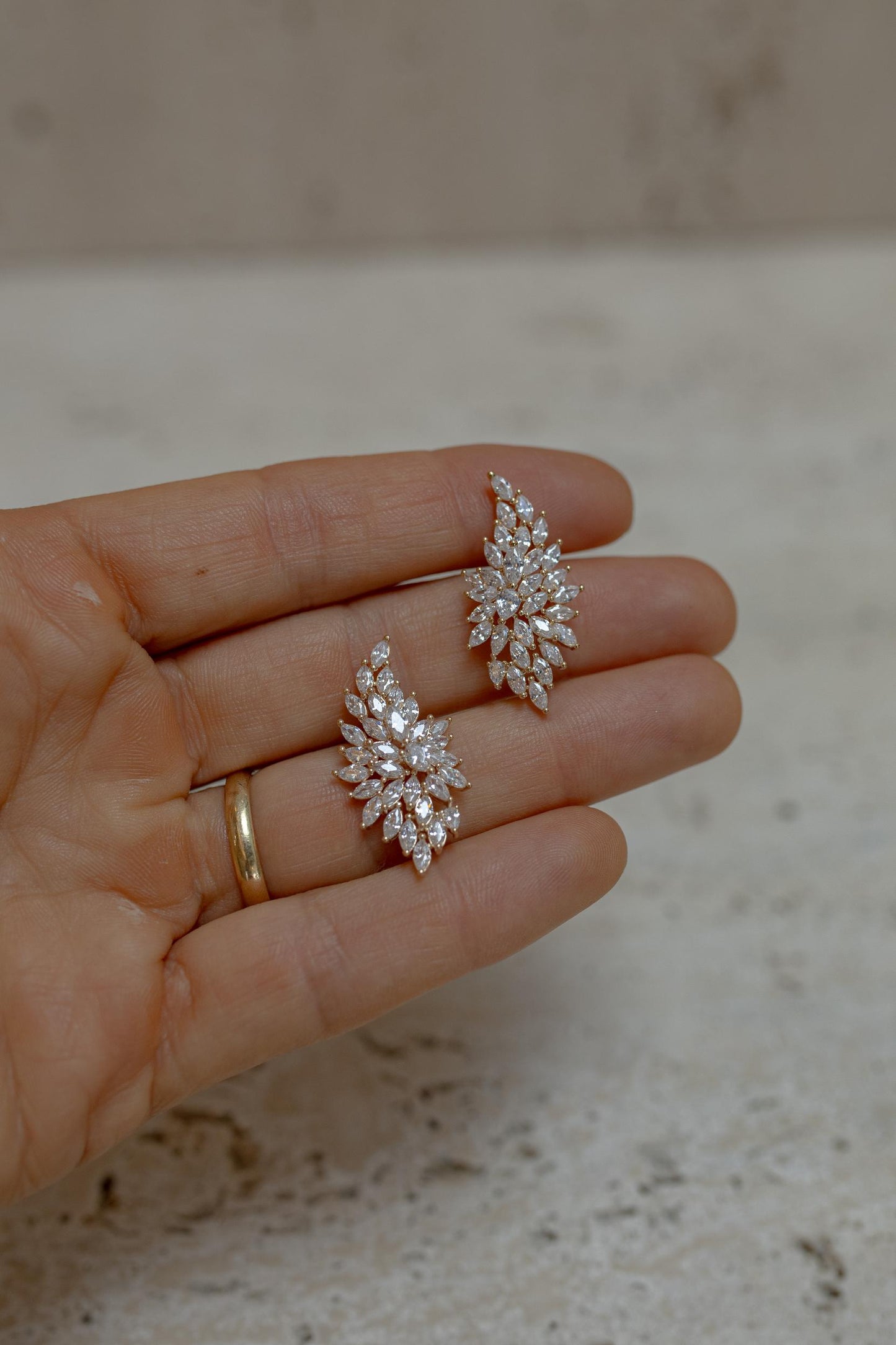 Brinco Ear Cuff Asas Cravejado Dourado