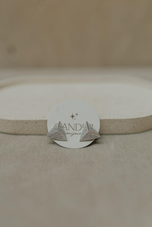 Brinco Triângulo Ródio Branco