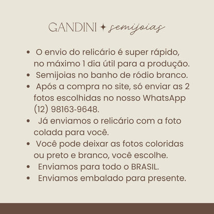 Colar Relicário Redondo Liso Ródio Branco