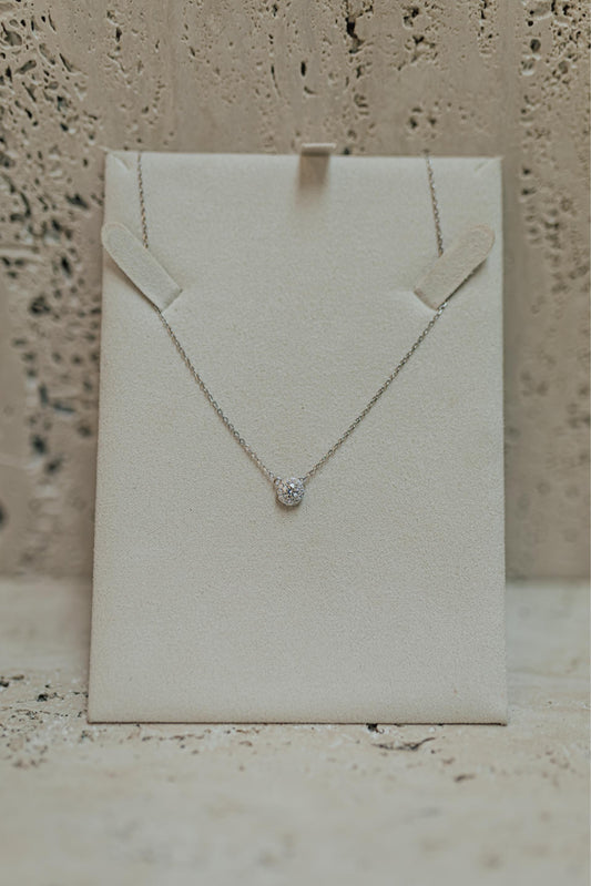 Colar Ponto de Luz Cravejado 4mm Glam Moissanite Prata 925 Ródio Branco
