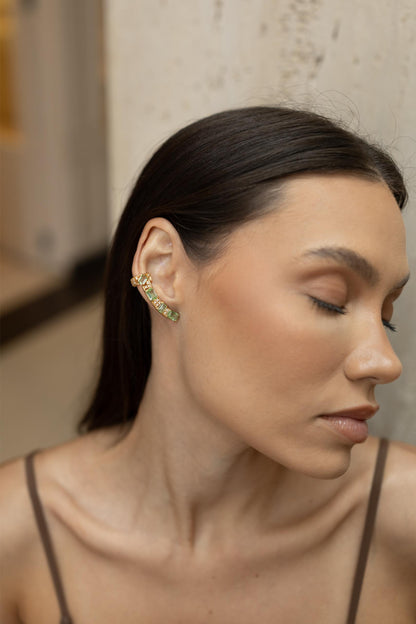 Brinco Ear Cuff Zircônias Intercaladas