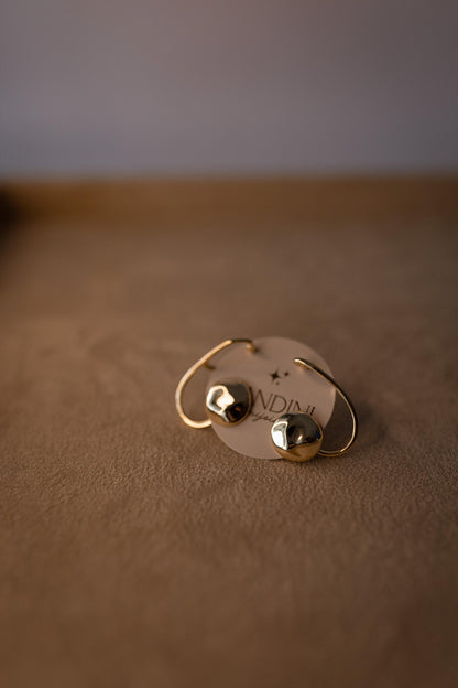 Brinco Botão Orgânico Flat Dourado