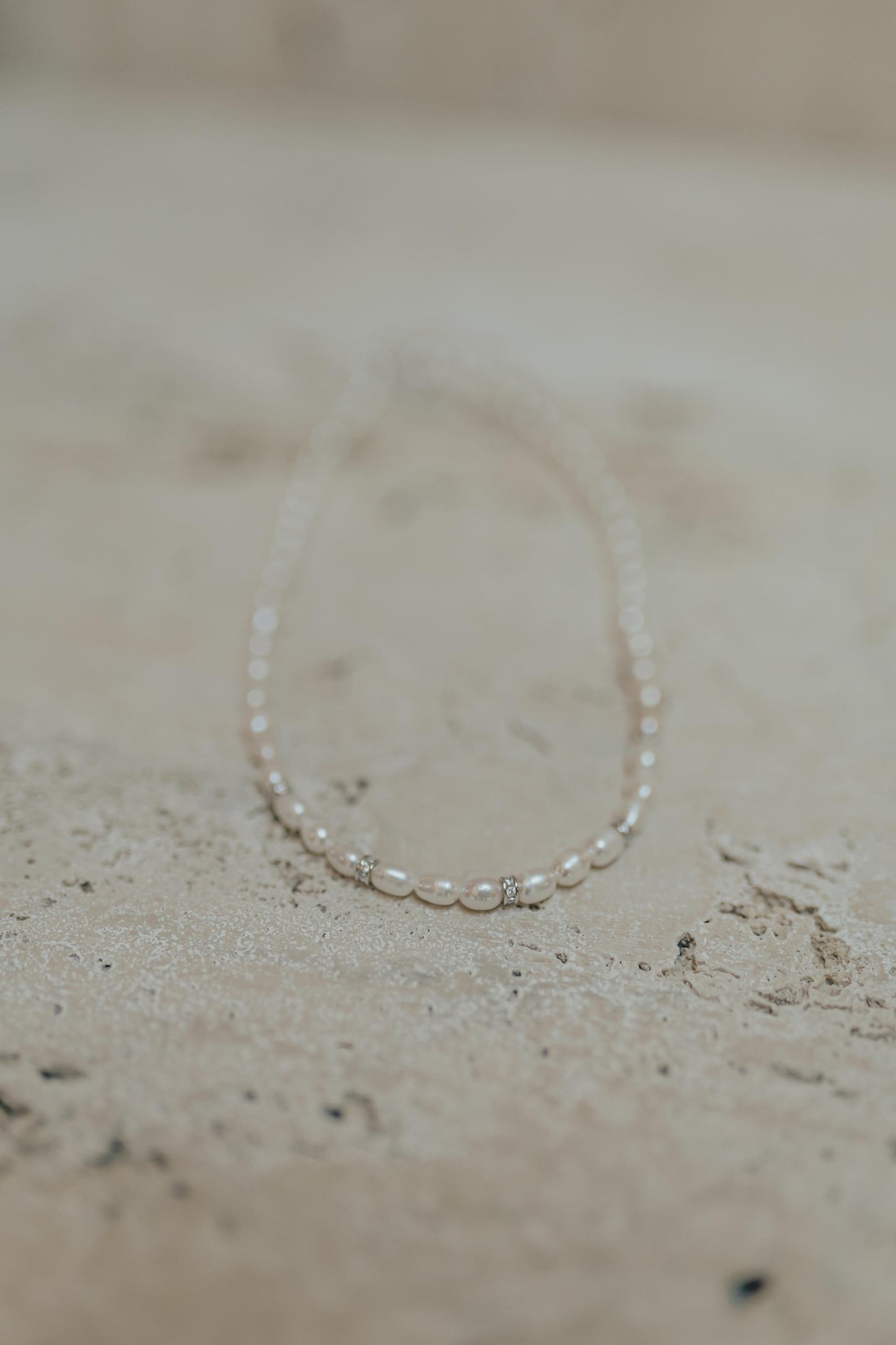 Colar Pérola com Entremeios Cravejados Prata 925 Ródio Branco
