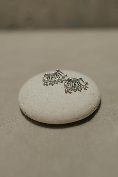 Brinco Mini Ear Cuff Zircônias Ródio Branco