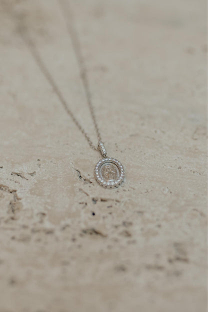 Colar Oval Medalha Nossa Senhora das Graças Prata 925 Ródio Branco