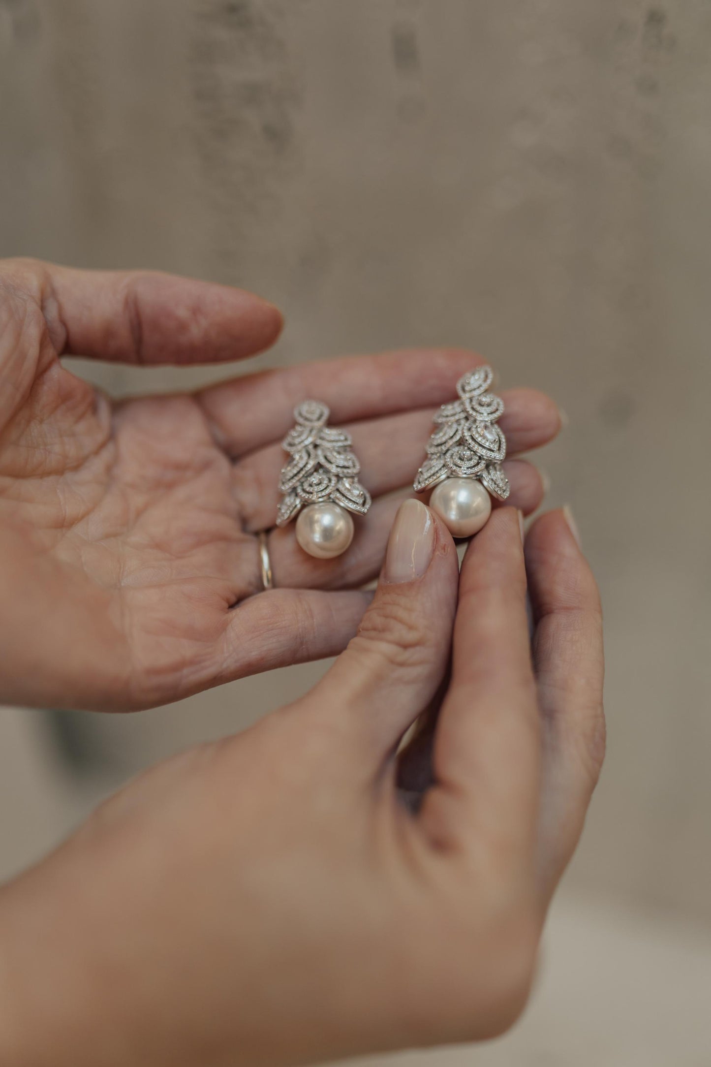 Brinco Noiva Pérola Cristal Prata 925 Ródio Branco