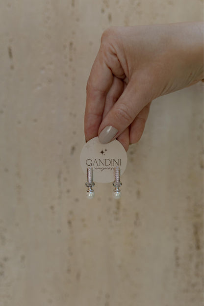 Brinco Argola Cravejada Ródio Branco